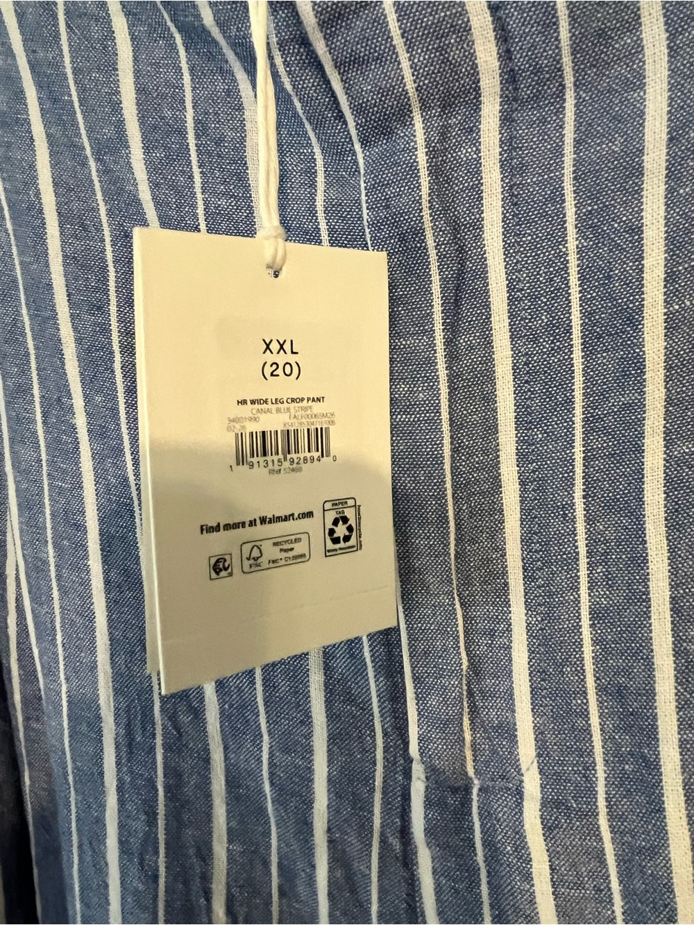 Free Assembly Striped Blue Linen-Blend Womens Coastal Pants Wide Leg 20 NWT - Picture 4 of 13
